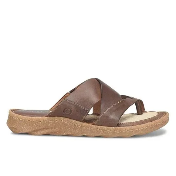 NEW Born Sorja Sport Leather Thong Slide Sandals in Sedona Sz. 12
